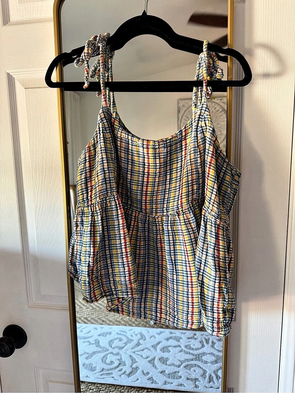 Plaid Tank Top in Blue & White Like New
